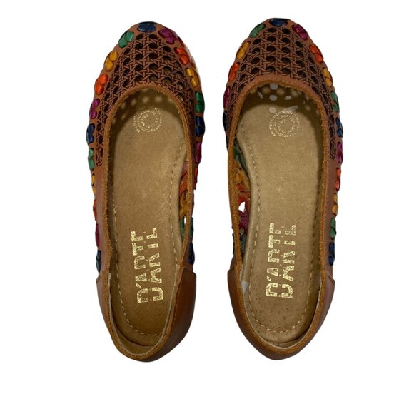 Maya Espadrille Women 6-6.5 Brown Mexican Huarache Leather Flat Rainbow Festival - Picture 8 of 10
